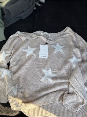 Stitch & Feather Beige Star Crewneck Sweater